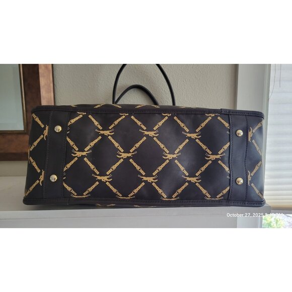 LONGCHAMP Horse Logo Boston Dark Brown Hand Tote Bag Vintage - Picture 4 of 14